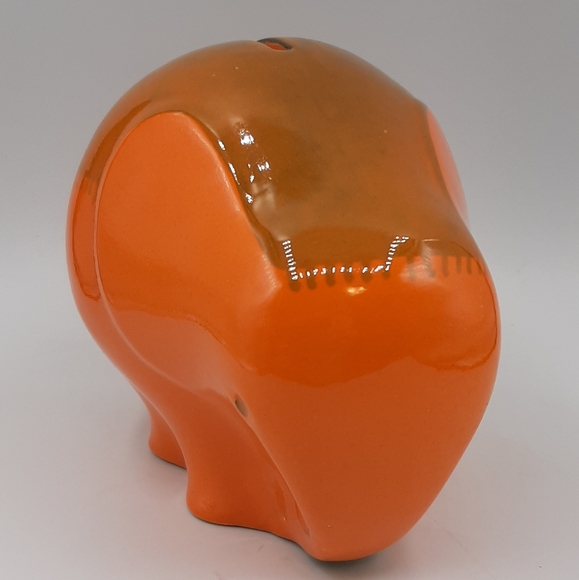 Ceramiche Baldelli Mid-Century Italian Orange Ceramic Elephant Coin Bank - Picture 2 of 6